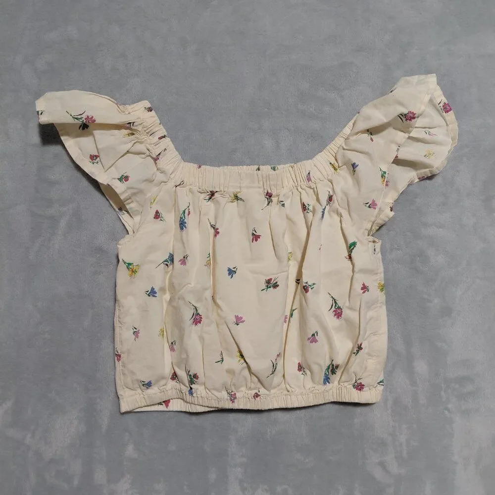 Gap Kids Yellow Mini Floral Flutter Top Elastic Neck & Waist Sz XL (12)